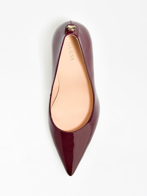 Escarpins Guess Piera En Cuir Verni Rouge