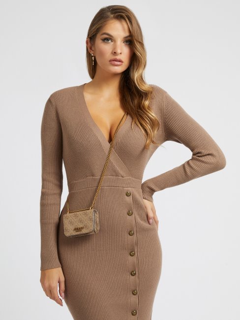 Guess Alexie 4g Logo Micro Sac à Bandoulière Beige