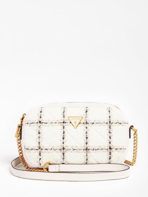 Sac à Bandoulière En Tweed Multi Cessily Blanc Guess