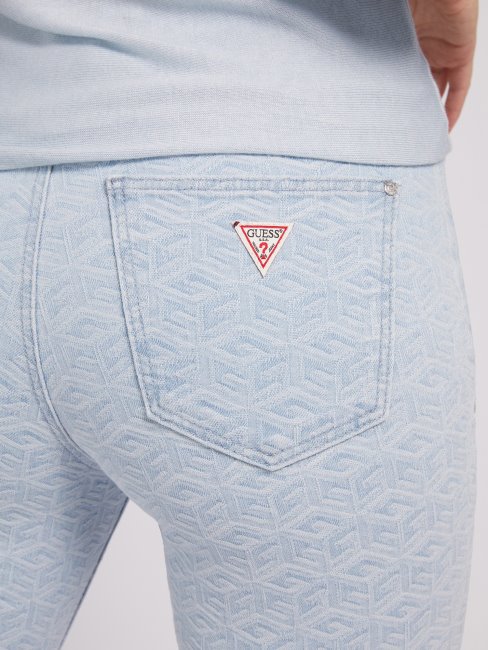 Guess Pantalon En Denim Bleu Avec Logo Sur L'ensemble