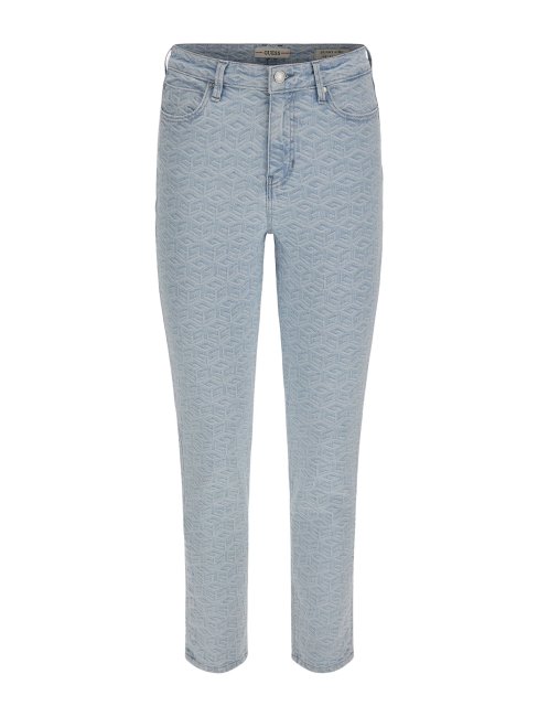 Guess Pantalon En Denim Bleu Avec Logo Sur L'ensemble