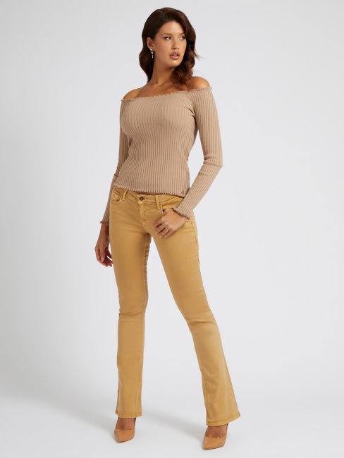 Guess Pantalon Denim évasé Beige