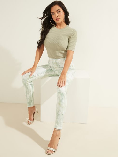 Top En Maille Côtelée Vert Guess