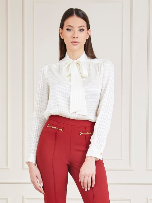 Guess Chemisier Marciano Blanc à Col Noué
