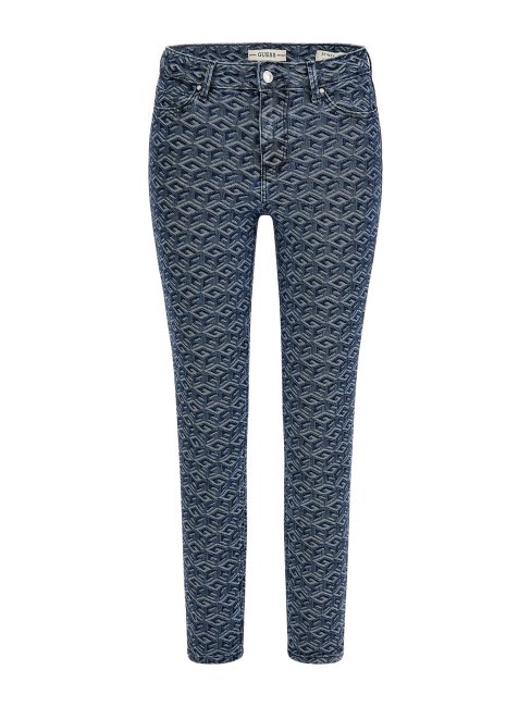 Pantalon En Jean Bleu Avec Logo Sur L'ensemble Guess