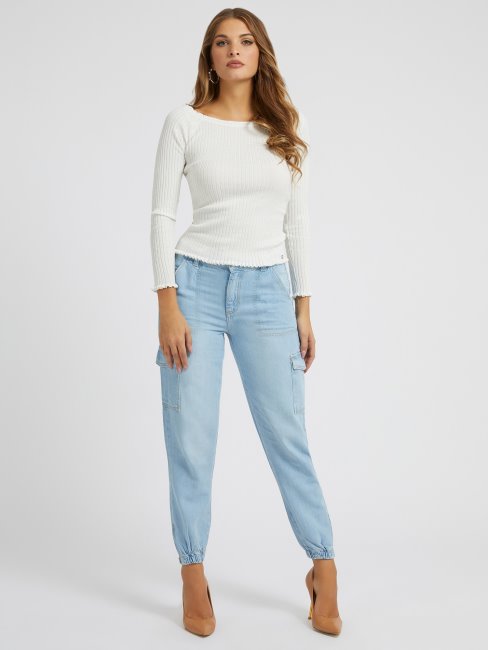 Guess Pantalon Denim Cargo Bleu