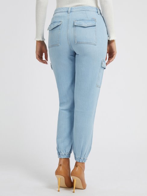 Guess Pantalon Denim Cargo Bleu