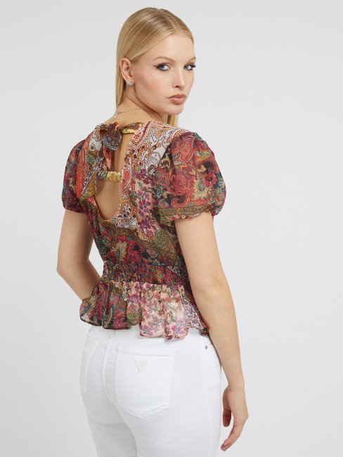 Guess Haut Imprimé Cachemire Rouge