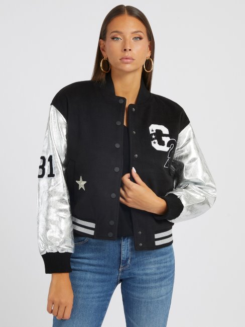 Bomber Effet Métal Noir Guess