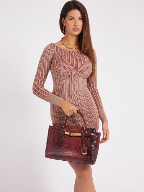 Sac à Main Imprimé Croco Enisa Rouge Guess