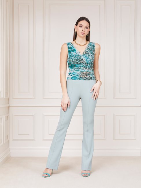 Guess Top Multi Marciano Vert Imprimé Sur L'ensemble