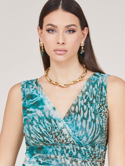 Guess Top Multi Marciano Vert Imprimé Sur L'ensemble