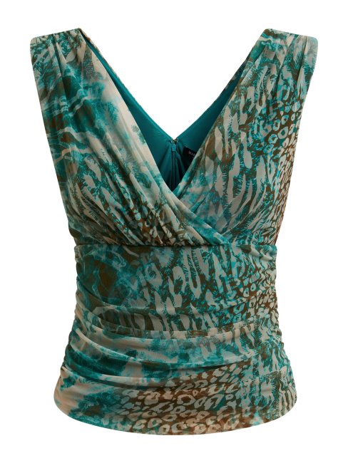 Guess Top Multi Marciano Vert Imprimé Sur L'ensemble