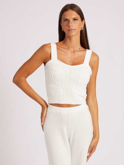 Guess Pull Torsadé En Cachemire Mélangé Top Blanc