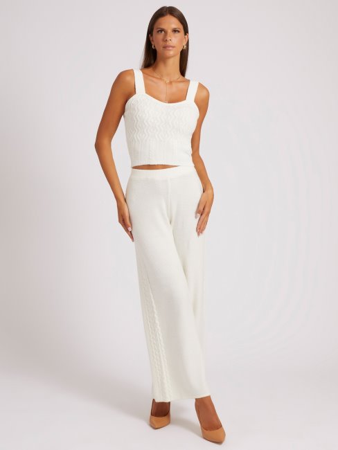 Guess Pull Torsadé En Cachemire Mélangé Top Blanc