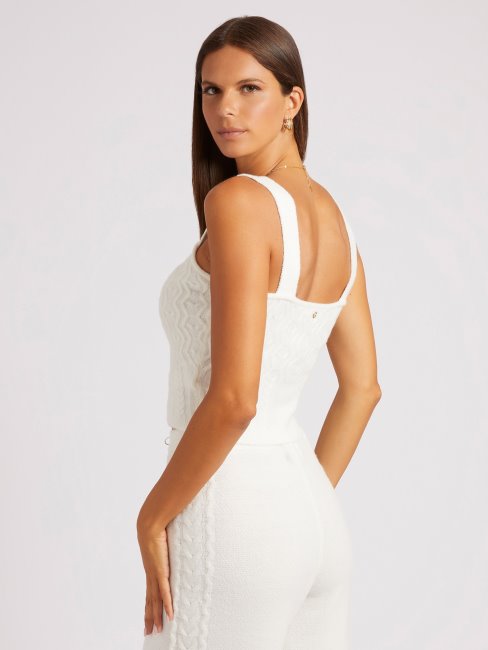 Guess Pull Torsadé En Cachemire Mélangé Top Blanc