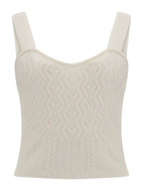 Guess Pull Torsadé En Cachemire Mélangé Top Blanc