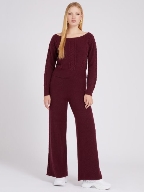 Pull Torsadé En Cachemire Mélangé Guess Rouge