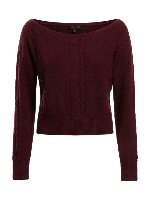 Pull Torsadé En Cachemire Mélangé Guess Rouge