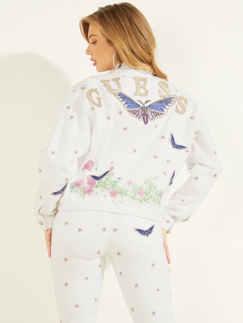 Veste En Jean Blanche Multi Broderies Guess