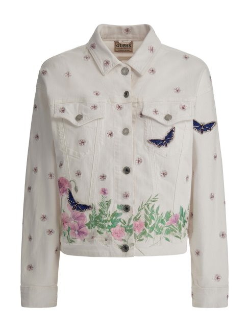 Veste En Jean Blanche Multi Broderies Guess