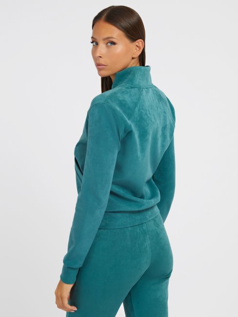 Guess Sweat En Faux Suède Vert