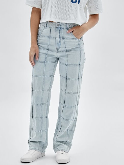 Pantalon En Denim Coupe Décontractée Guess Gris