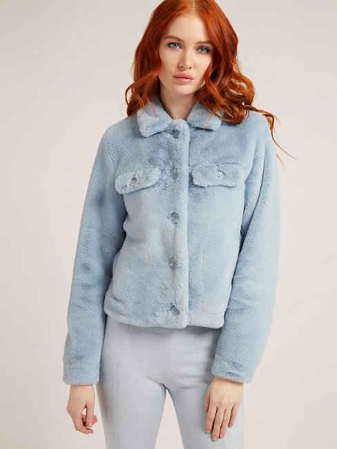 Veste Fausse Fourrure Guess Bleu Clair