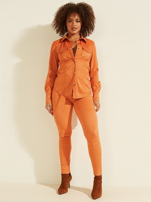 Legging En Faux Suède Orange Guess