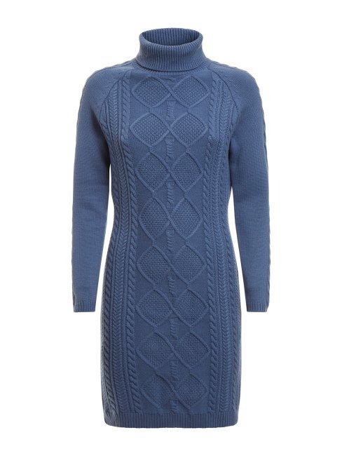 Robe Pull Guess Bleu Clair En Laine Mélangée