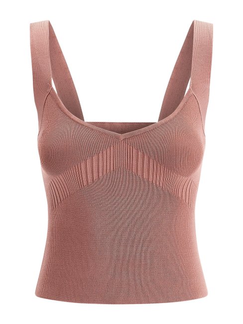Pull Guess Débardeur Côtelé Rose