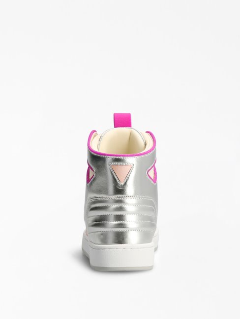 Basket Baskets En Cuir Mixte Guess Argent