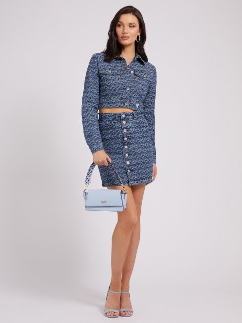 Veste En Jean Guess All Over Logo Bleu