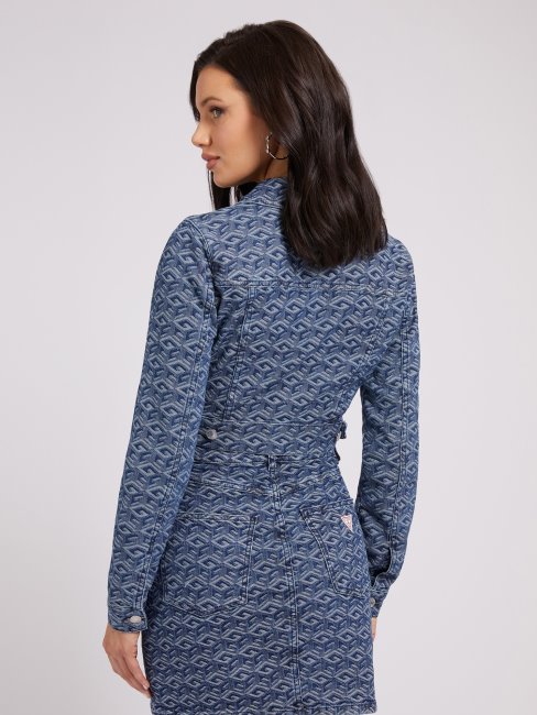 Veste En Jean Guess All Over Logo Bleu