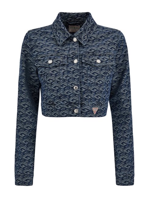 Veste En Jean Guess All Over Logo Bleu