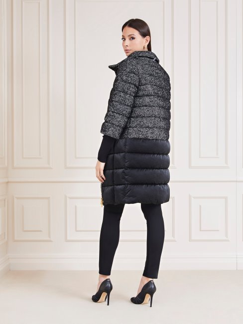 Guess Doudoune Noire à Chevrons Multi Marciano