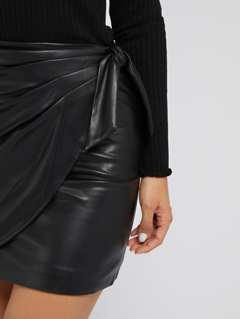 Guess Jupe Noire En Similicuir