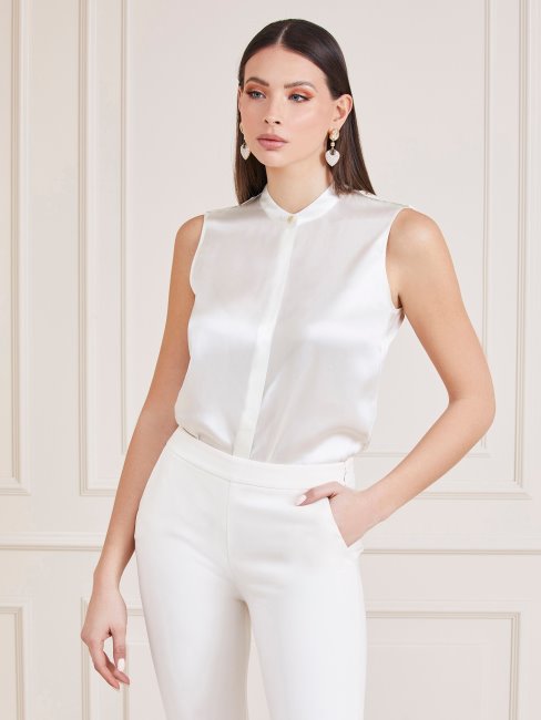 Guess Top En Soie Marciano Crème