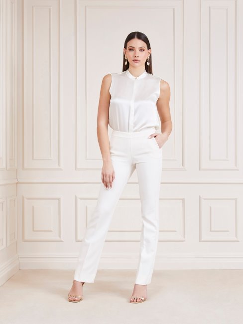 Guess Top En Soie Marciano Crème