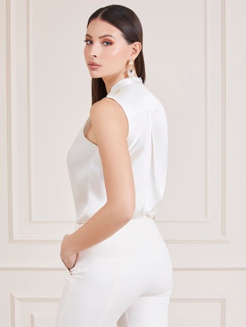 Guess Top En Soie Marciano Crème