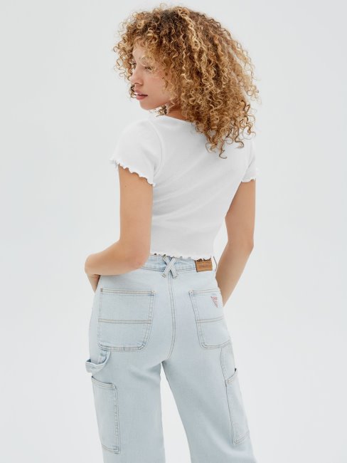 Crop Top Côtelé Blanc Guess