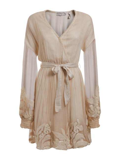 Robe En Soie Brodée Guess Blanche
