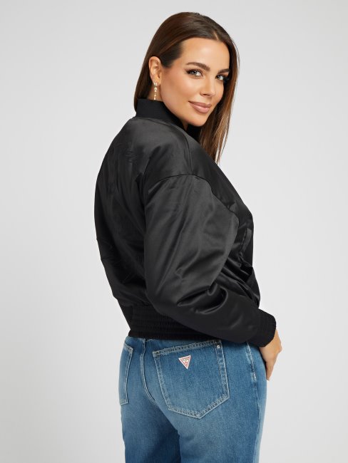 Blouson En Satin Noir Guess