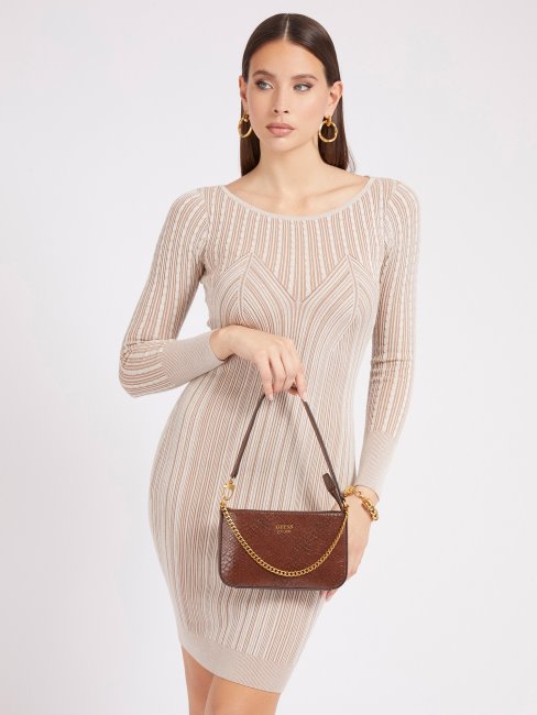 Katey Sac à Bandoulière Imprimé Python Marron Guess