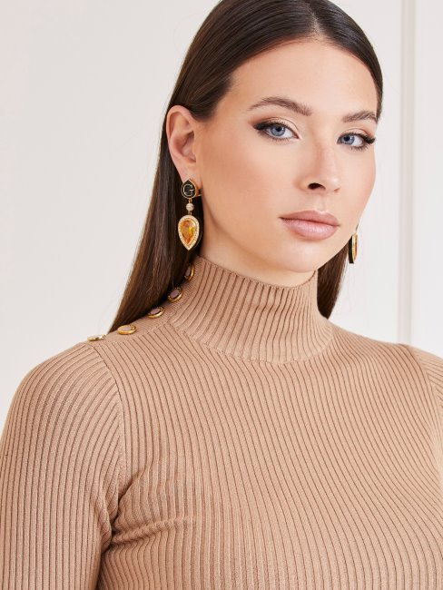 Pull à Col Roulé Beige Top Marciano Guess