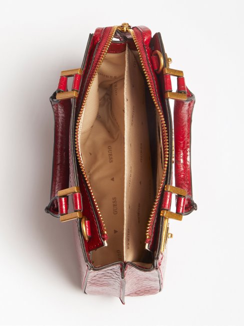 Guess Katey Python Print Mini Sac à Main Rouge