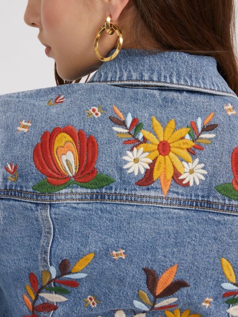 Veste En Jean Bleue Brodée Guess