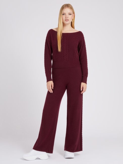 Chandail à Torsades Pantalon Large Rouge Guess