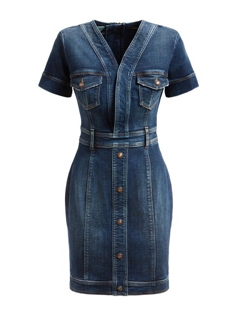 Robe En Jean Moulante Boutons Bleus Guess