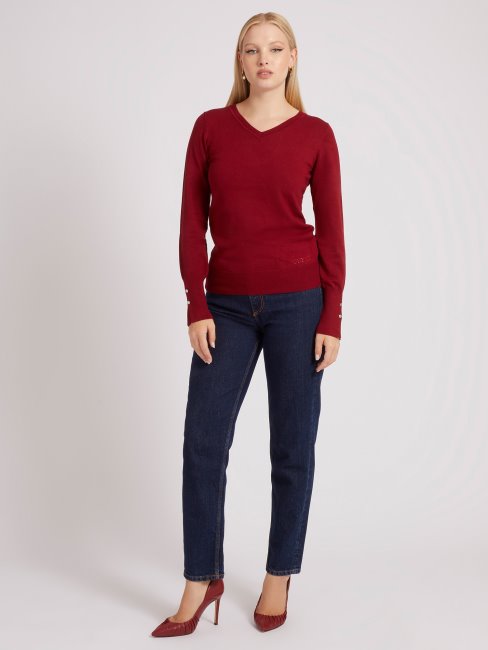 Pull Rouge Col V Guess